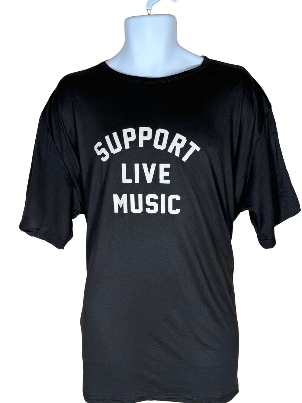 Retro Support Live Music Black Graphic T-Shirt